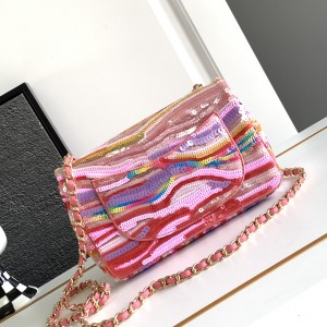 「#10124」Chanel Limited Edition Sequin CF Magic Gradient Sequin Bag 20cm