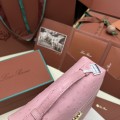 「#7133」Loro pian Extra Pocket L23.5 gold buckle - FAI8511 - 21✖️23.5✖️8cm - Sakura powder，Ostrich skin