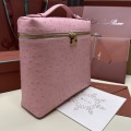 「#7133」Loro pian Extra Pocket L23.5 gold buckle - FAI8511 - 21✖️23.5✖️8cm - Sakura powder，Ostrich skin