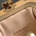 「#10129」Chanel small clutch wooden clip bag AS3053 12*12*7cm