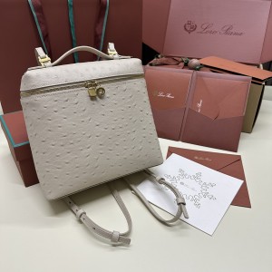 「#7133」Loro pian Extra Pocket L23.5 gold buckle - FAI8511 - 21✖️23.5✖️8cm - Sakura powder，Ostrich skin