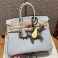 「#4137」 Hermès Holy Grail Blue Silver Buckle Birkin Bag 30cm