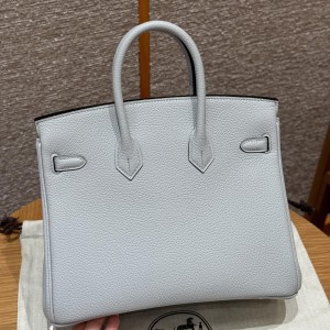 「#4137」 Hermès Holy Grail Blue Silver Buckle Birkin Bag 30cm