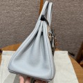 「#4137」 Hermès Holy Grail Blue Silver Buckle Birkin Bag 30cm