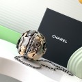 「#10136」 Chanel 24 show crystal ball bag rhinestones, gold, silver, and ruthenium metal, splicing 9cm