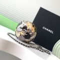 「#10136」 Chanel 24 show crystal ball bag rhinestones, gold, silver, and ruthenium metal, splicing 9cm