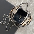 「#10136」 Chanel 24 show crystal ball bag rhinestones, gold, silver, and ruthenium metal, splicing 9cm