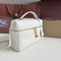 「#7135」Loro pian Extra bag L27 gold buckle - FAN4043 - 16cm*27 cm*10cm - White