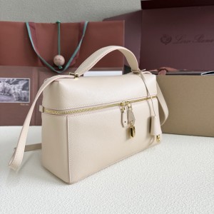 「#7136」Loro pian Extra bag L27 gold buckle - FAN4043 - 16cm*27 cm*10cm - cream honey color