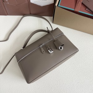 「#7138」Loro pian Extra bag L27 silver buckle - FAN4043 - 16cm*27 cm*10cm - warm beige