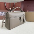 「#7138」Loro pian Extra bag L27 silver buckle - FAN4043 - 16cm*27 cm*10cm - warm beige