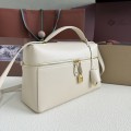 「#7139」Loro pian Extra bag L27 gold buckle - FAN4043 - 16cm*27 cm*10cm - Tender white