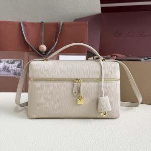 「#7141」Loro pian Extra bag L27 gold buckle - FAN4043 - 16cm*27 cm*10cm - Shallow rice water ripples