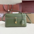 「#7143」Loro pian Extra bag L27 gold buckle - FAN4043 - 16cm*27 cm*10cm - lichen green