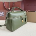 「#7143」Loro pian Extra bag L27 gold buckle - FAN4043 - 16cm*27 cm*10cm - lichen green