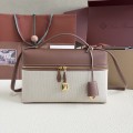 「#7146」Loro pian Extra bag L27 gold buckle - FAN4043 - 16cm*27 cm*10cm - Caramel Canvas