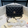 「#10151」Chanel Ohanel23b Lost Pearl Diamond Cube Chain WOC Bag 19cm