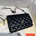 「#10151」Chanel Ohanel23b Lost Pearl Diamond Cube Chain WOC Bag 19cm