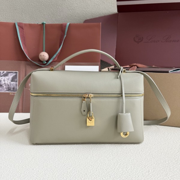 「#7147」Loro pian Extra bag L27 gold buckle - FAN4043 - 16cm*27 cm*10cm - Dried Tarragon Greens