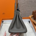 「#4139」 Hermès Pewter Grey Silver Buckle Birkin Bag 25cm