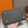 「#4139」 Hermès Pewter Grey Silver Buckle Birkin Bag 25cm