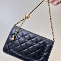 「#10171」Chanel black woc gold ball style flap bag 19cm