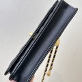 「#10171」Chanel black woc gold ball style flap bag 19cm