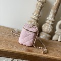 「#10179」 Chanel Pink Leather Box Bag 81186 10.5*8.5*7cm