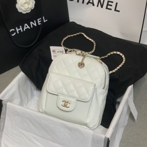 「#10182」Chanel white prismatic chain backpack AS0004#18*16*8cm
