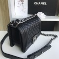 「#10184」Chanel Black Prismatic Silver Buckle Hot Mom Bag 67085 20cm