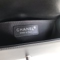 「#10184」Chanel Black Prismatic Silver Buckle Hot Mom Bag 67085 20cm