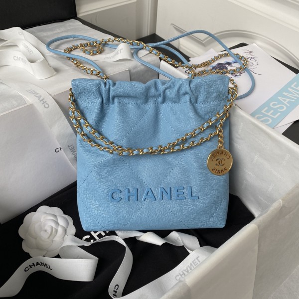 「#10185」Chanel blue mini 22 bag AS3980 19*20*6cm