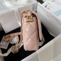 「#10189」Chanel pink 23K cowhide wide shoulder strap shoulder bag AS4423 13.5*20.5*5cm