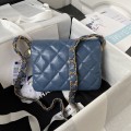 「#10190」Chanel blue 23K cowhide wide shoulder strap shoulder bag AS4423 13.5*20.5*5cm