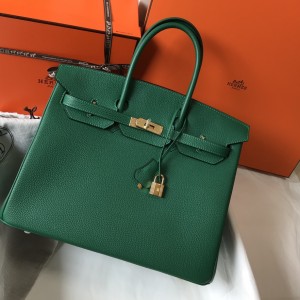 「#4141」Hermès Dark Green Gold Buckle Birkin Bag 30cm
