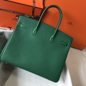 「#4141」Hermès Dark Green Gold Buckle Birkin Bag 30cm
