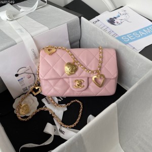 「#10206」Chanel CF metal heart pendant peach heart bag AS3457 14*20*8cm