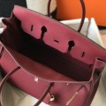 「#4142」Hermès Dark Red Gold Buckle Birkin Bag 30cm