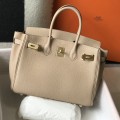 「#4143」Hermès Trench Coat Grey Gold Buckle Birkin Bag 30cm
