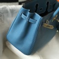 「#4144」 Hermès Lake Blue Gold Buckle Birkin Bag 30cm