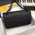 「#10229」Chanel black black button 2018 big V 25cm