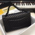 「#10229」Chanel black black button 2018 big V 25cm