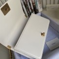 「#10233」Chanel White Ribbed Gold Buckle Hot Mom Bag 67085 20cm
