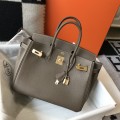 「#4147」Hermès Elephant Grey Gold Buckle Birkin Bag 30cm