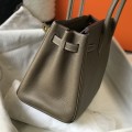 「#4147」Hermès Elephant Grey Gold Buckle Birkin Bag 30cm