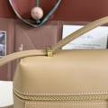 「#7148」Loro pian Extra bag L27 gold buckle - FAN4043 - 16cm*27 cm*10cm - light bamboo yellow