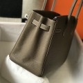 「#4148」Hermès Elephant Grey Silver Buckle Birkin Bag 30cm