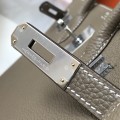 「#4148」Hermès Elephant Grey Silver Buckle Birkin Bag 30cm
