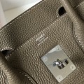 「#4148」Hermès Elephant Grey Silver Buckle Birkin Bag 30cm