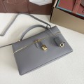 「#7149」Loro pian Extra bag L27 gold buckle - FAN4043 - 16cm*27 cm*10cm - pearl gray